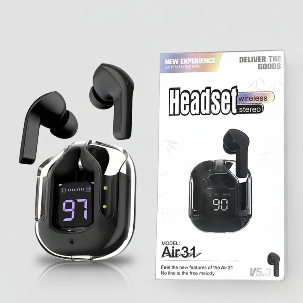 Air 31 TWS Transparent Wireless Earbuds – Black Edition