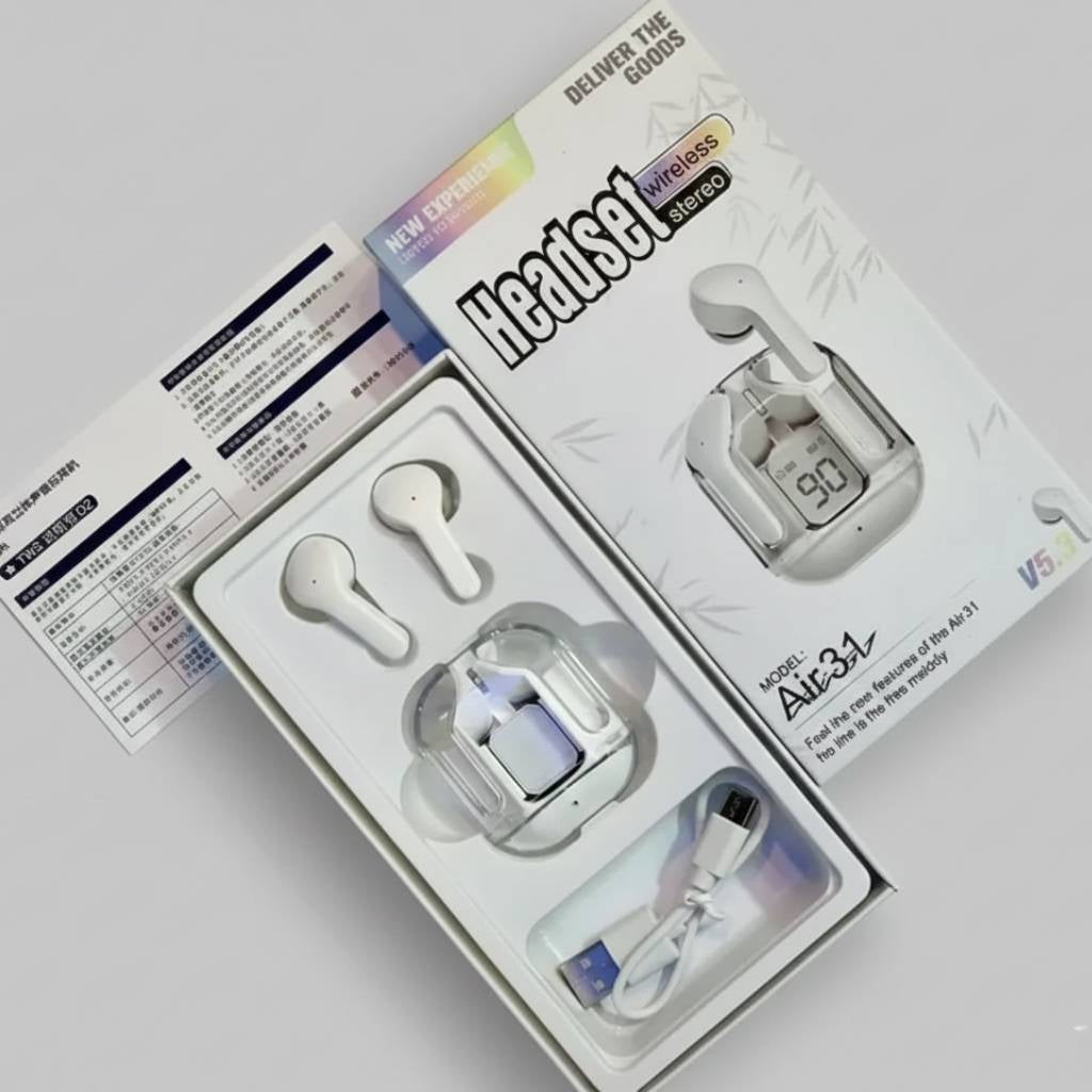 Air 31 TWS Transparent Wireless Earbuds – White Edition